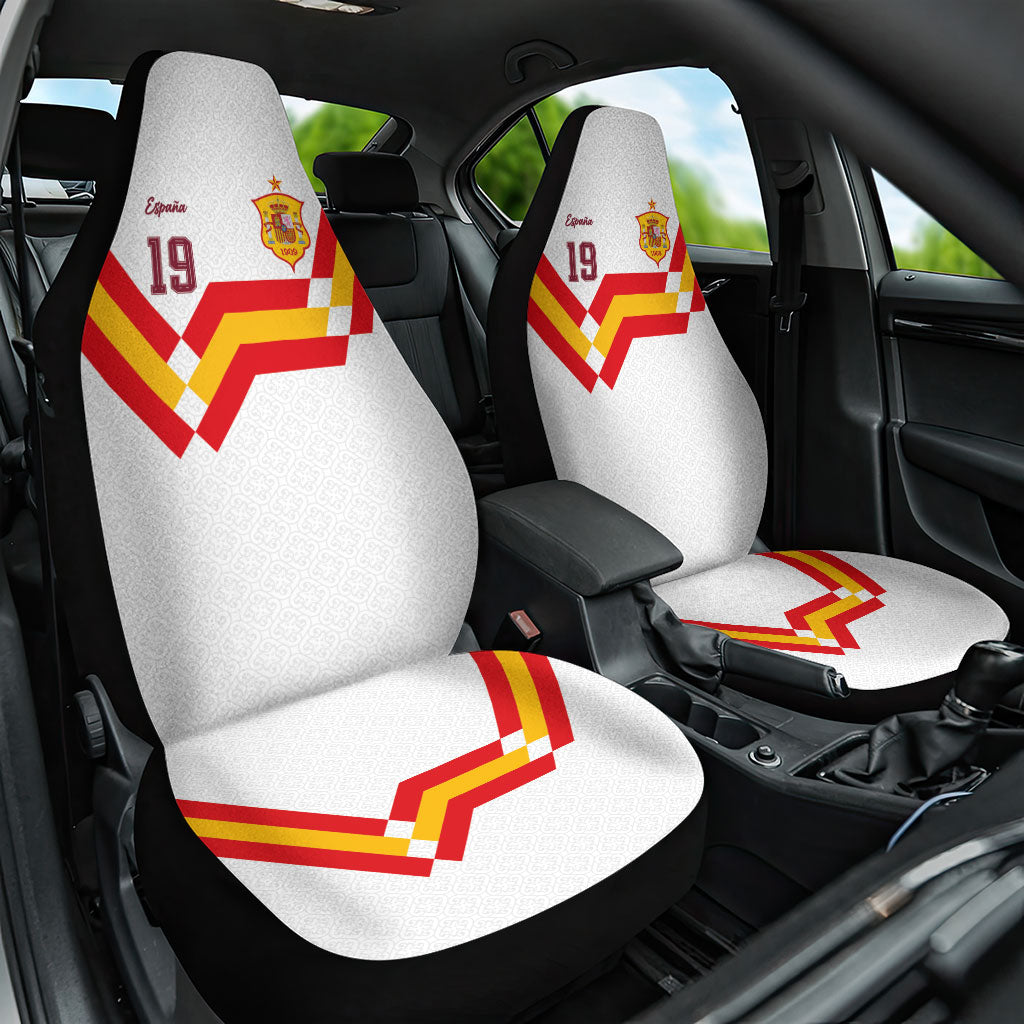 Custom Spain National Football Car Seat Cover Geometric Flag Stripe Pattern Retro Graphic Concept