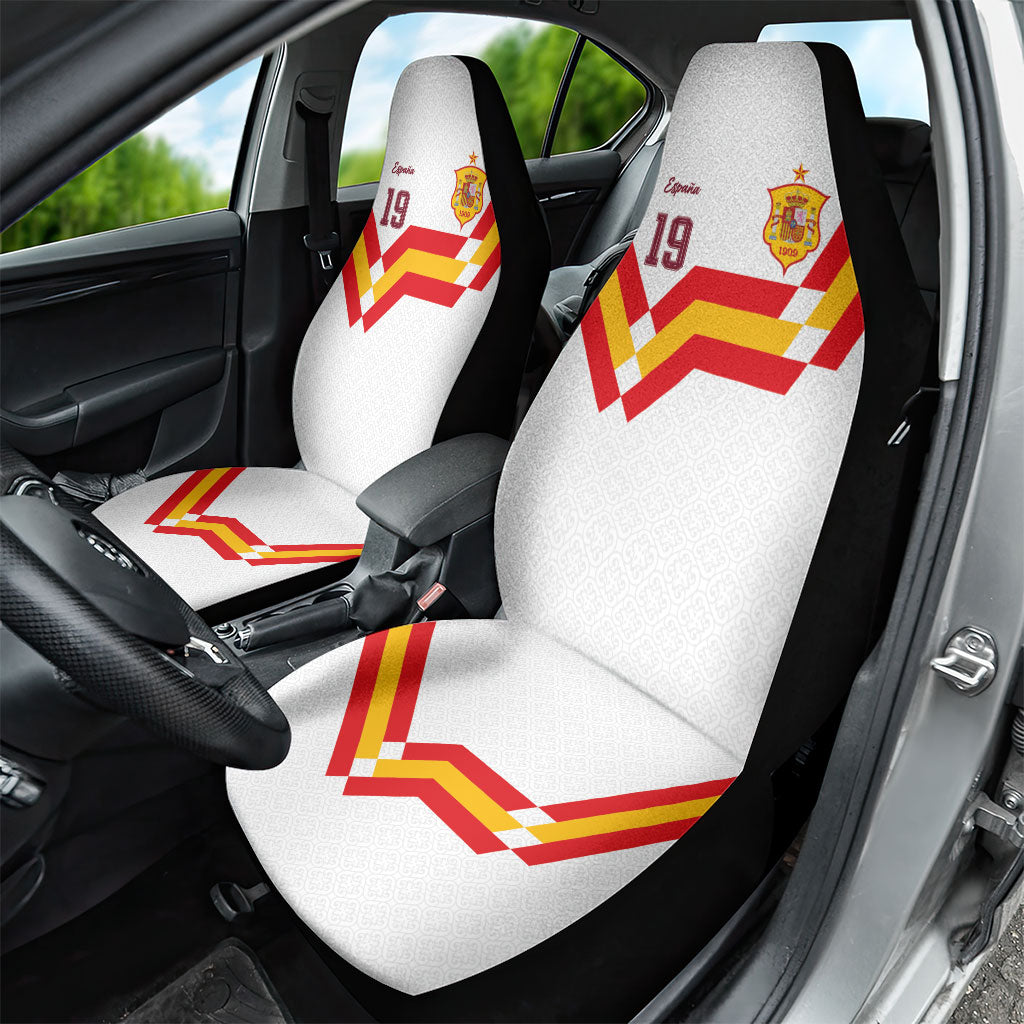 Custom Spain National Football Car Seat Cover Geometric Flag Stripe Pattern Retro Graphic Concept