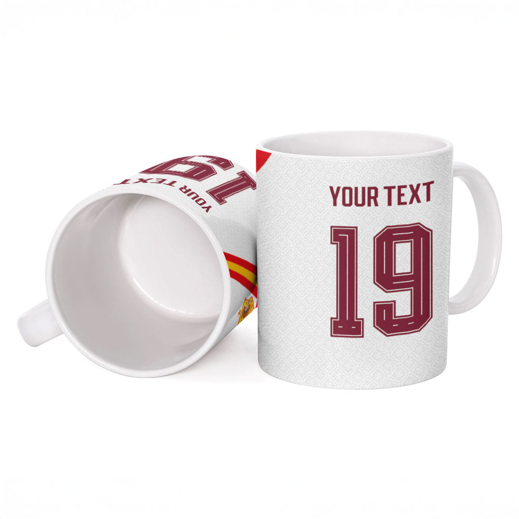 Custom Spain National Football Ceramic Mug Geometric Flag Stripe Pattern Retro Graphic Concept