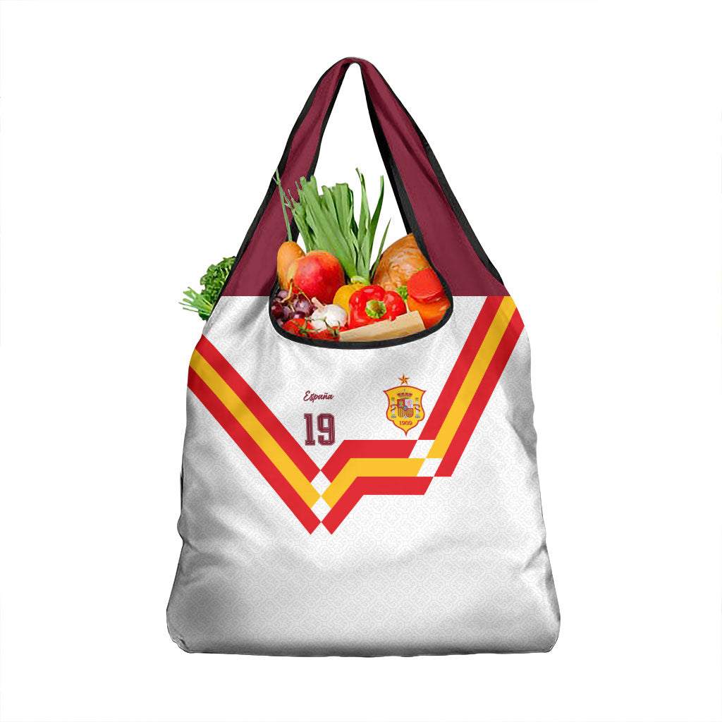 Custom Spain National Football Grocery Bag Geometric Flag Stripe Pattern Retro Graphic Concept