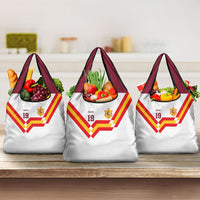 Custom Spain National Football Grocery Bag Geometric Flag Stripe Pattern Retro Graphic Concept