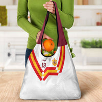 Custom Spain National Football Grocery Bag Geometric Flag Stripe Pattern Retro Graphic Concept