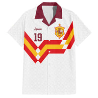 Custom Spain National Football Hawaiian Shirt Geometric Flag Stripe Pattern Retro Graphic Concept