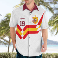 Custom Spain National Football Hawaiian Shirt Geometric Flag Stripe Pattern Retro Graphic Concept