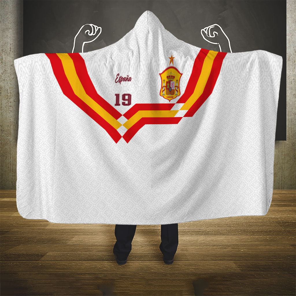 Custom Spain National Football Hooded Blanket Geometric Flag Stripe Pattern Retro Graphic Concept