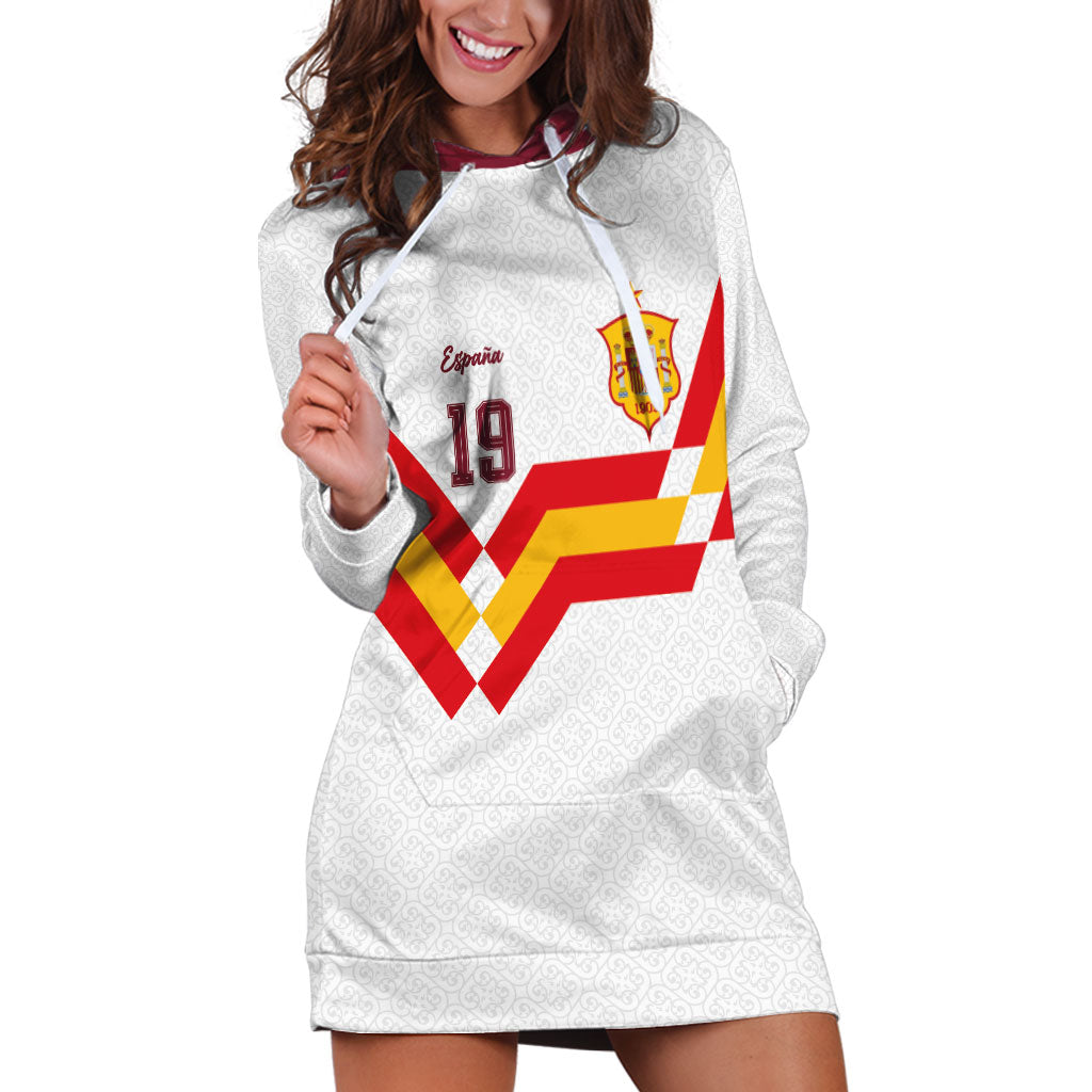 Custom Spain National Football Hoodie Dress Geometric Flag Stripe Pattern Retro Graphic Concept