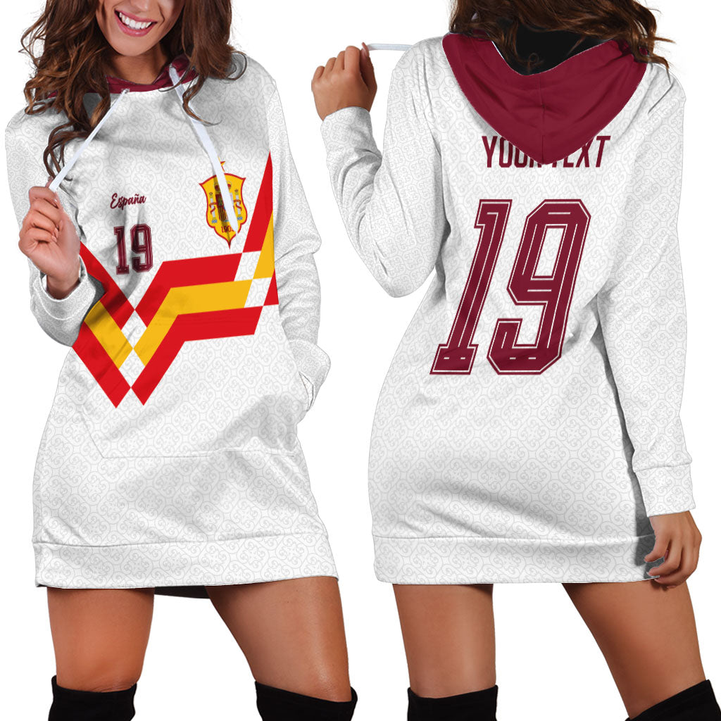 Custom Spain National Football Hoodie Dress Geometric Flag Stripe Pattern Retro Graphic Concept