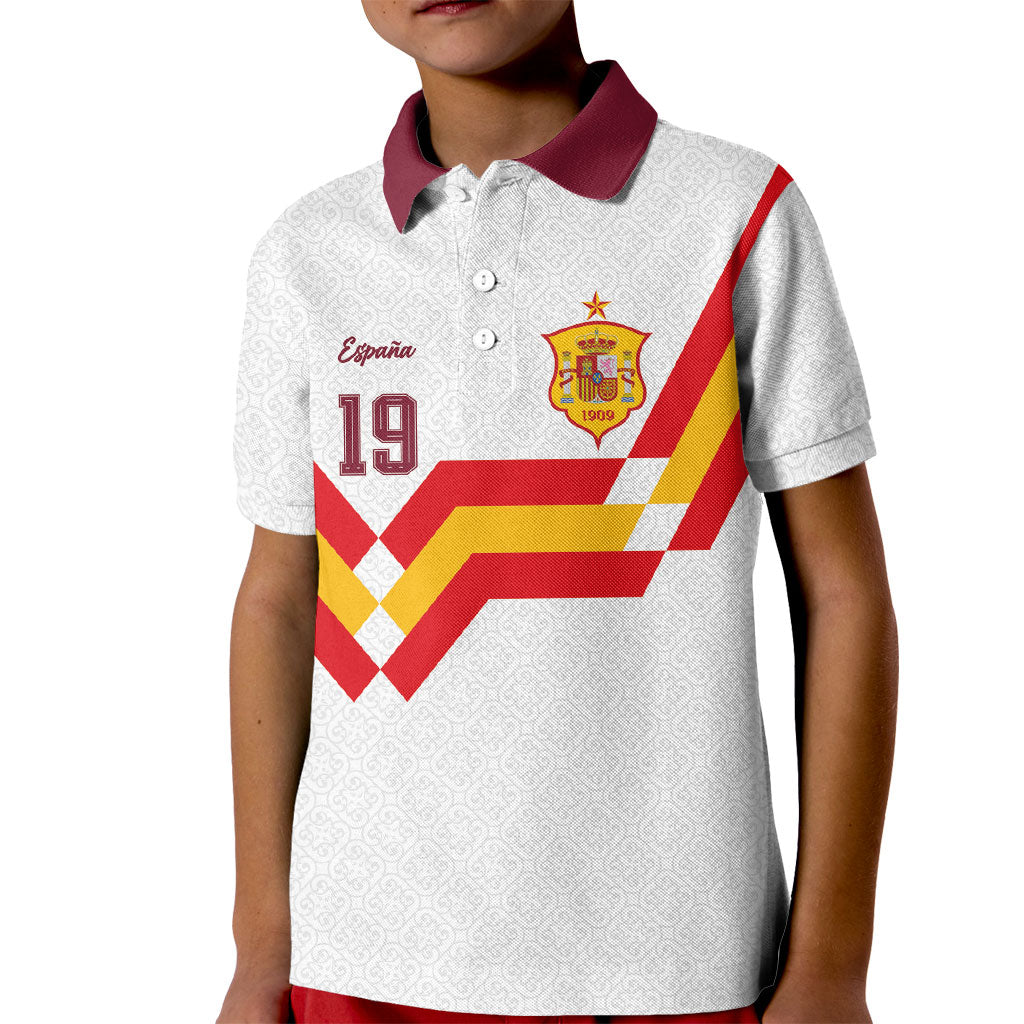 Custom Spain National Football Kid Polo Shirt Geometric Flag Stripe Pattern Retro Graphic Concept