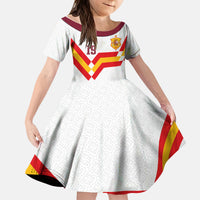 Custom Spain National Football Kid Short Sleeve Dress Geometric Flag Stripe Pattern Retro Graphic Concept