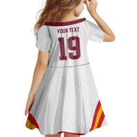 Custom Spain National Football Kid Short Sleeve Dress Geometric Flag Stripe Pattern Retro Graphic Concept