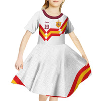 Custom Spain National Football Kid Short Sleeve Dress Geometric Flag Stripe Pattern Retro Graphic Concept