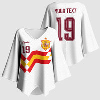 Custom Spain National Football Kimono Sleeve Blouse Geometric Flag Stripe Pattern Retro Graphic Concept