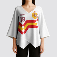 Custom Spain National Football Kimono Sleeve Blouse Geometric Flag Stripe Pattern Retro Graphic Concept