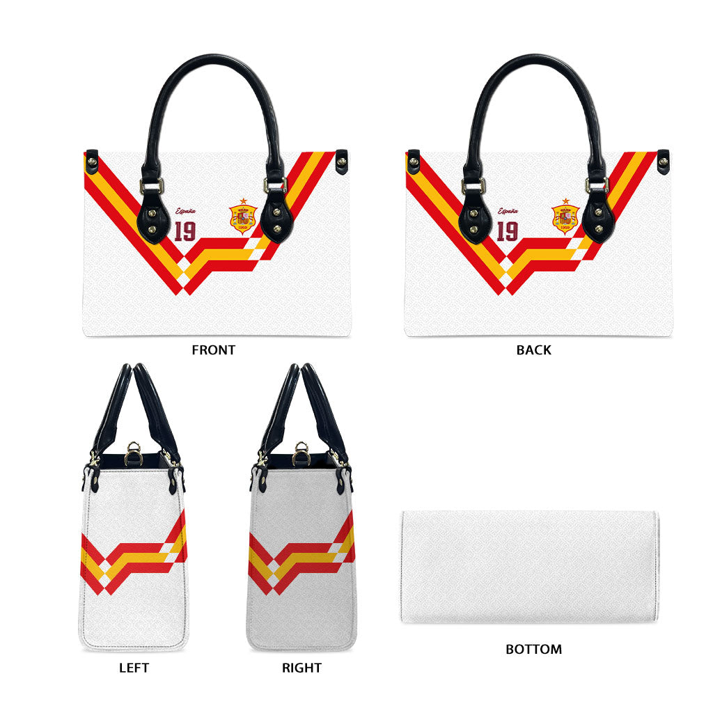 Custom Spain National Football Leather Bag Geometric Flag Stripe Pattern Retro Graphic Concept