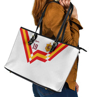 Custom Spain National Football Leather Tote Bag Geometric Flag Stripe Pattern Retro Graphic Concept
