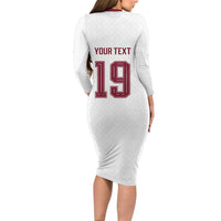 Custom Spain National Football Long Sleeve Bodycon Dress Geometric Flag Stripe Pattern Retro Graphic Concept
