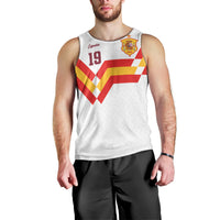 Custom Spain National Football Men Tank Top Geometric Flag Stripe Pattern Retro Graphic Concept