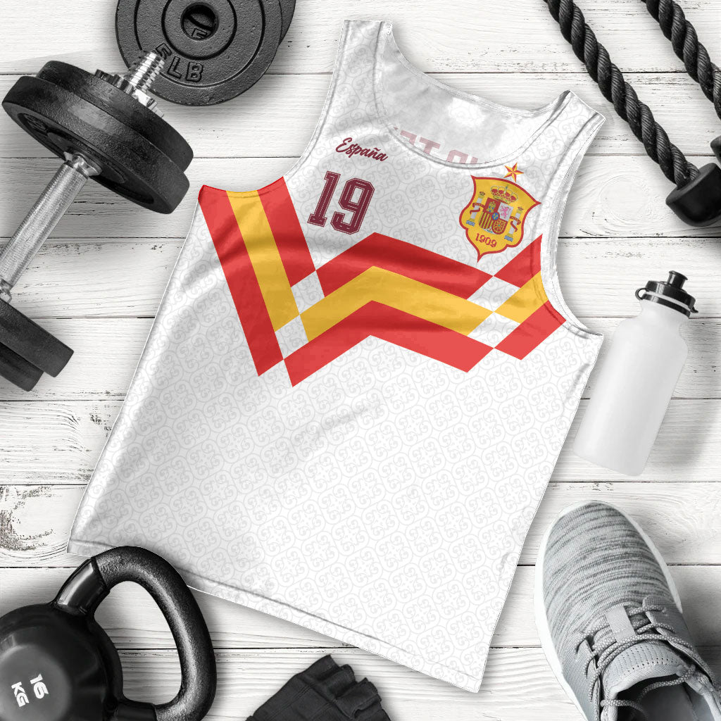 Custom Spain National Football Men Tank Top Geometric Flag Stripe Pattern Retro Graphic Concept