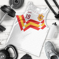 Custom Spain National Football Men Tank Top Geometric Flag Stripe Pattern Retro Graphic Concept