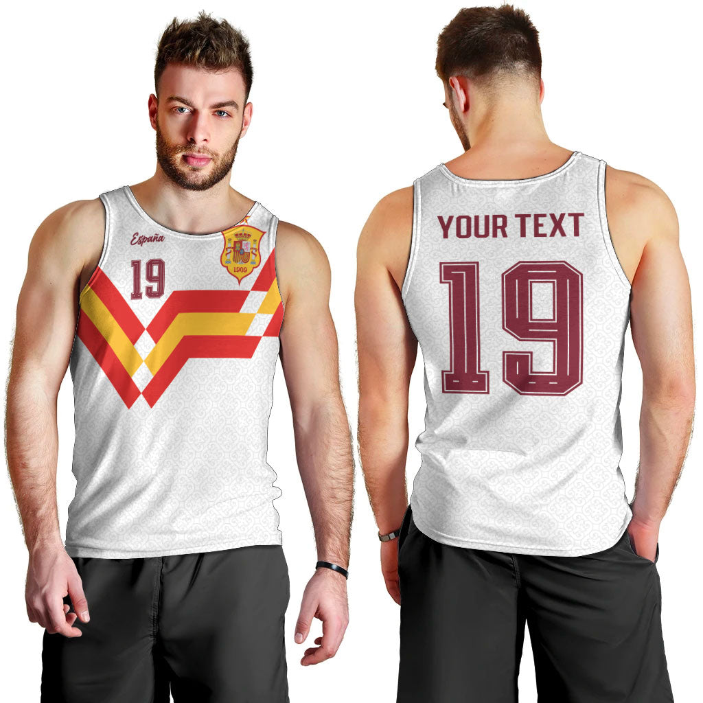 Custom Spain National Football Men Tank Top Geometric Flag Stripe Pattern Retro Graphic Concept