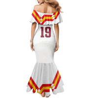 Custom Spain National Football Mermaid Dress Geometric Flag Stripe Pattern Retro Graphic Concept