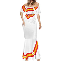 Custom Spain National Football Mermaid Dress Geometric Flag Stripe Pattern Retro Graphic Concept