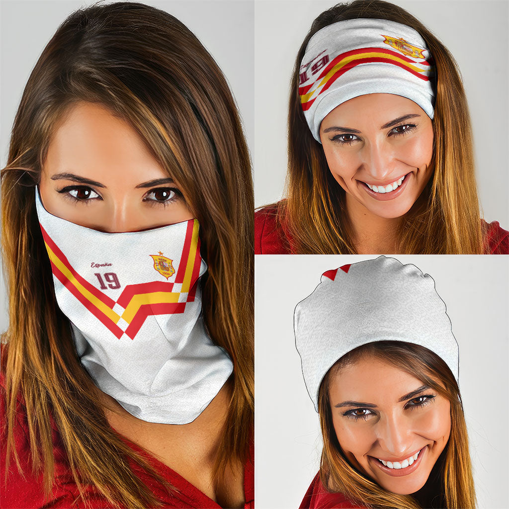 Custom Spain National Football Neck Gaiter Geometric Flag Stripe Pattern Retro Graphic Concept