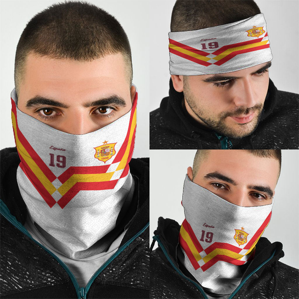 Custom Spain National Football Neck Gaiter Geometric Flag Stripe Pattern Retro Graphic Concept