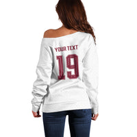 Custom Spain National Football Off Shoulder Sweater Geometric Flag Stripe Pattern Retro Graphic Concept