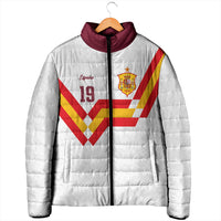 Custom Spain National Football Padded Jacket Geometric Flag Stripe Pattern Retro Graphic Concept