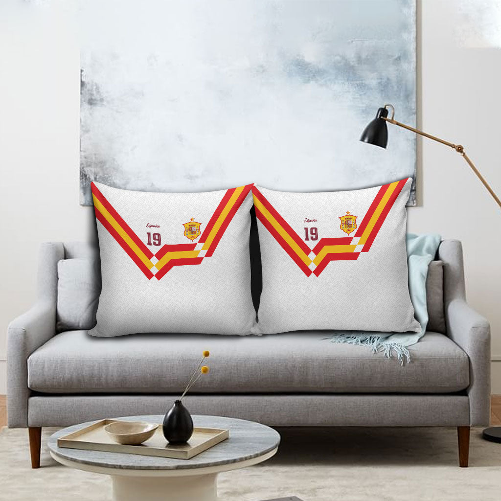 Custom Spain National Football Pillow Cover Geometric Flag Stripe Pattern Retro Graphic Concept