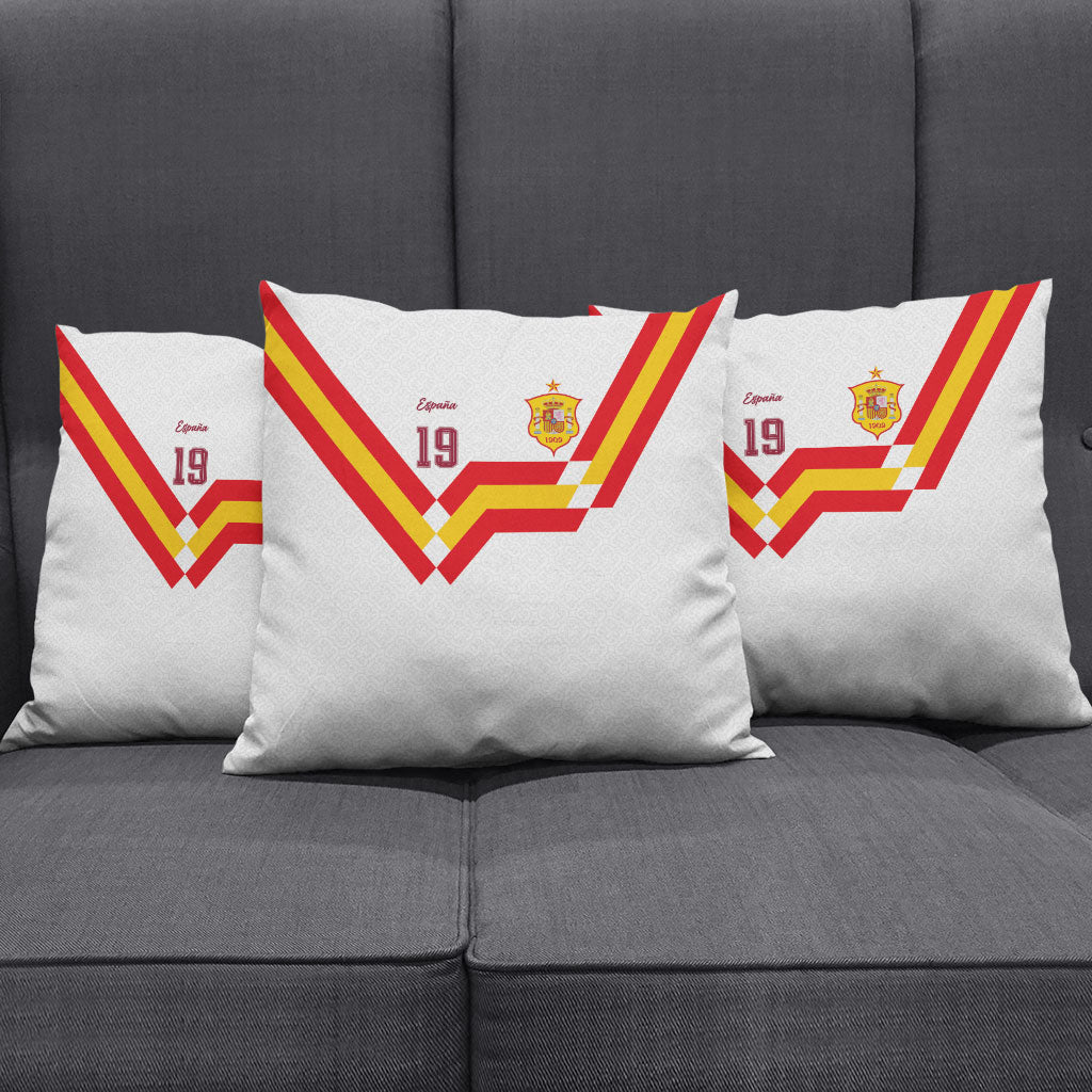Custom Spain National Football Pillow Cover Geometric Flag Stripe Pattern Retro Graphic Concept