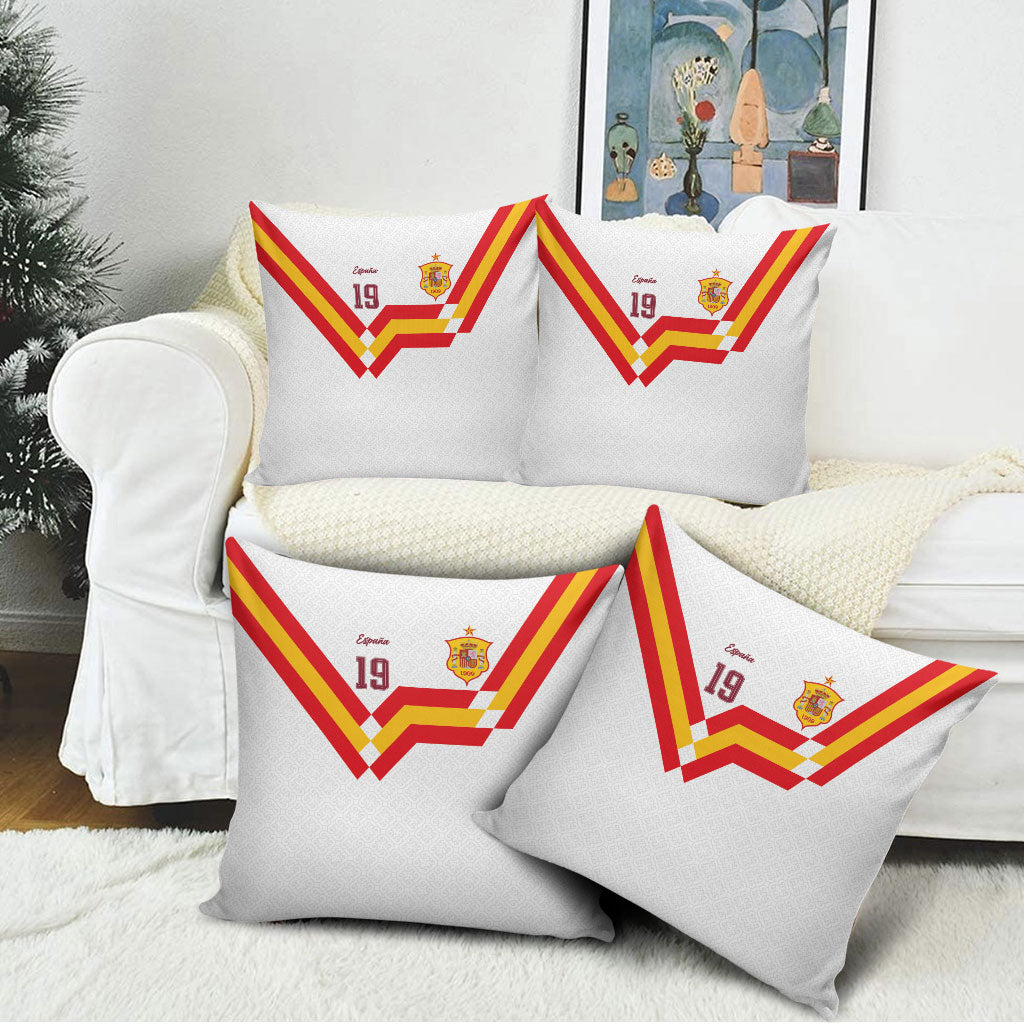 Custom Spain National Football Pillow Cover Geometric Flag Stripe Pattern Retro Graphic Concept