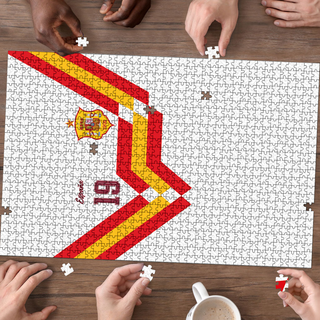 Custom Spain National Football Puzzle Geometric Flag Stripe Pattern Retro Graphic Concept
