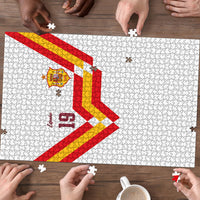 Custom Spain National Football Puzzle Geometric Flag Stripe Pattern Retro Graphic Concept