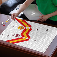 Custom Spain National Football Puzzle Geometric Flag Stripe Pattern Retro Graphic Concept