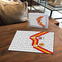 Custom Spain National Football Puzzle Geometric Flag Stripe Pattern Retro Graphic Concept