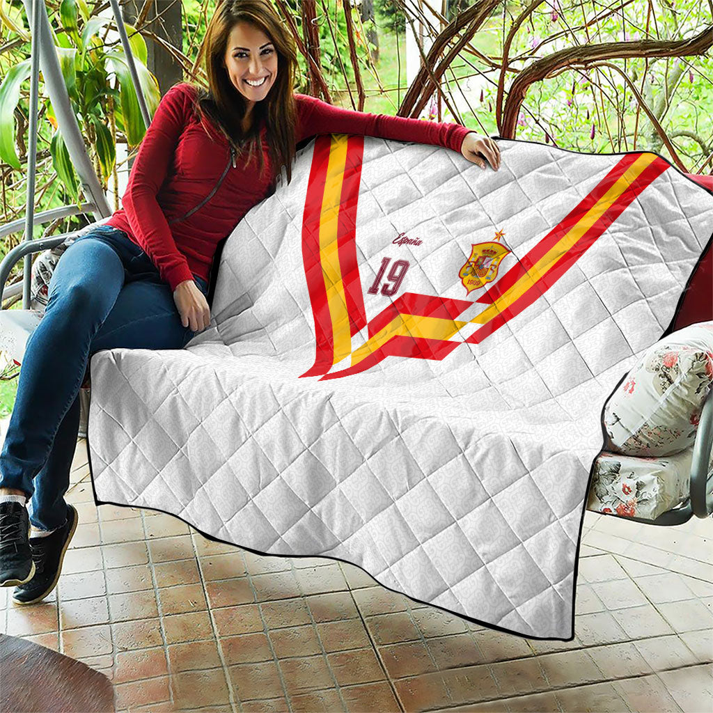 Custom Spain National Football Quilt Geometric Flag Stripe Pattern Retro Graphic Concept