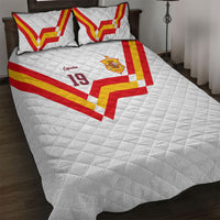 Custom Spain National Football Quilt Bed Set Geometric Flag Stripe Pattern Retro Graphic Concept
