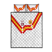 Custom Spain National Football Quilt Bed Set Geometric Flag Stripe Pattern Retro Graphic Concept