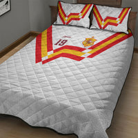 Custom Spain National Football Quilt Bed Set Geometric Flag Stripe Pattern Retro Graphic Concept