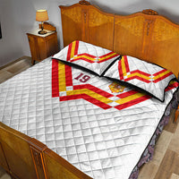 Custom Spain National Football Quilt Bed Set Geometric Flag Stripe Pattern Retro Graphic Concept