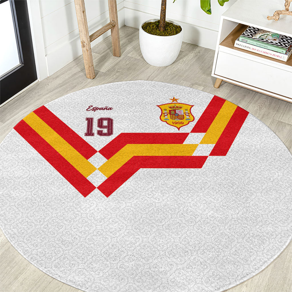 Custom Spain National Football Round Carpet Geometric Flag Stripe Pattern Retro Graphic Concept