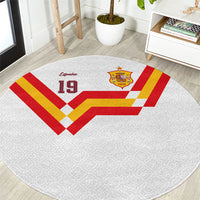 Custom Spain National Football Round Carpet Geometric Flag Stripe Pattern Retro Graphic Concept