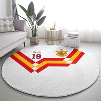 Custom Spain National Football Round Carpet Geometric Flag Stripe Pattern Retro Graphic Concept