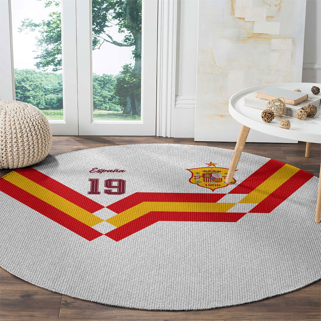 Custom Spain National Football Round Carpet Geometric Flag Stripe Pattern Retro Graphic Concept