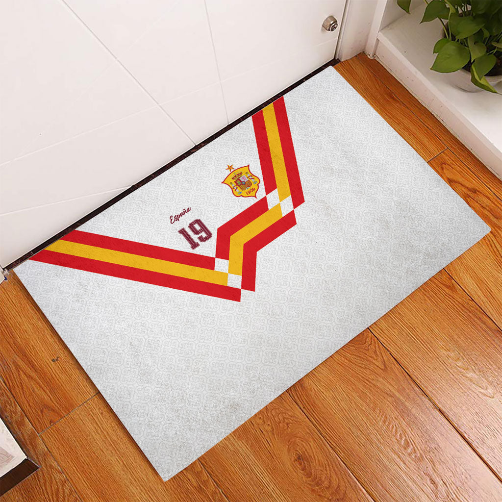 Custom Spain National Football Rubber Doormat Geometric Flag Stripe Pattern Retro Graphic Concept