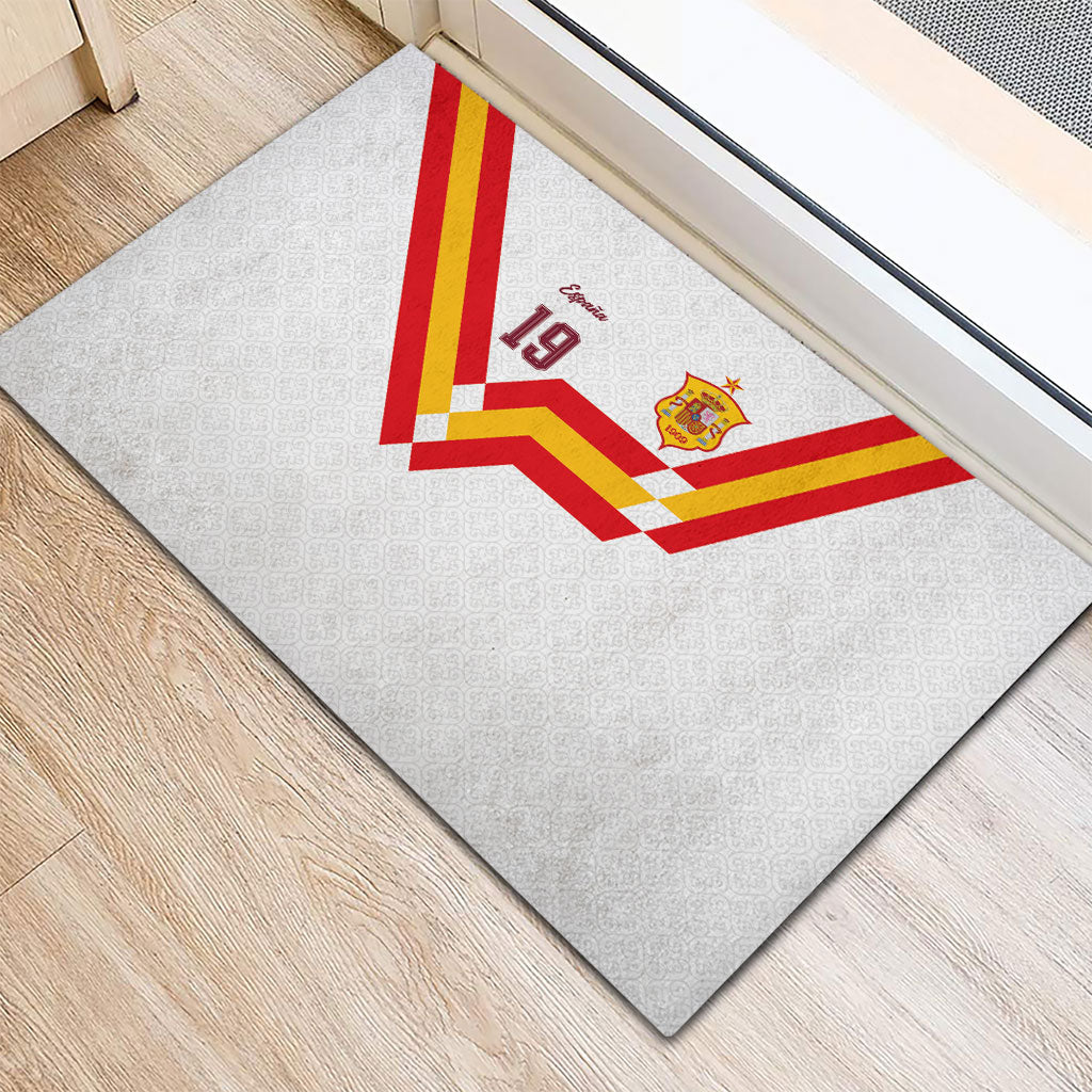 Custom Spain National Football Rubber Doormat Geometric Flag Stripe Pattern Retro Graphic Concept
