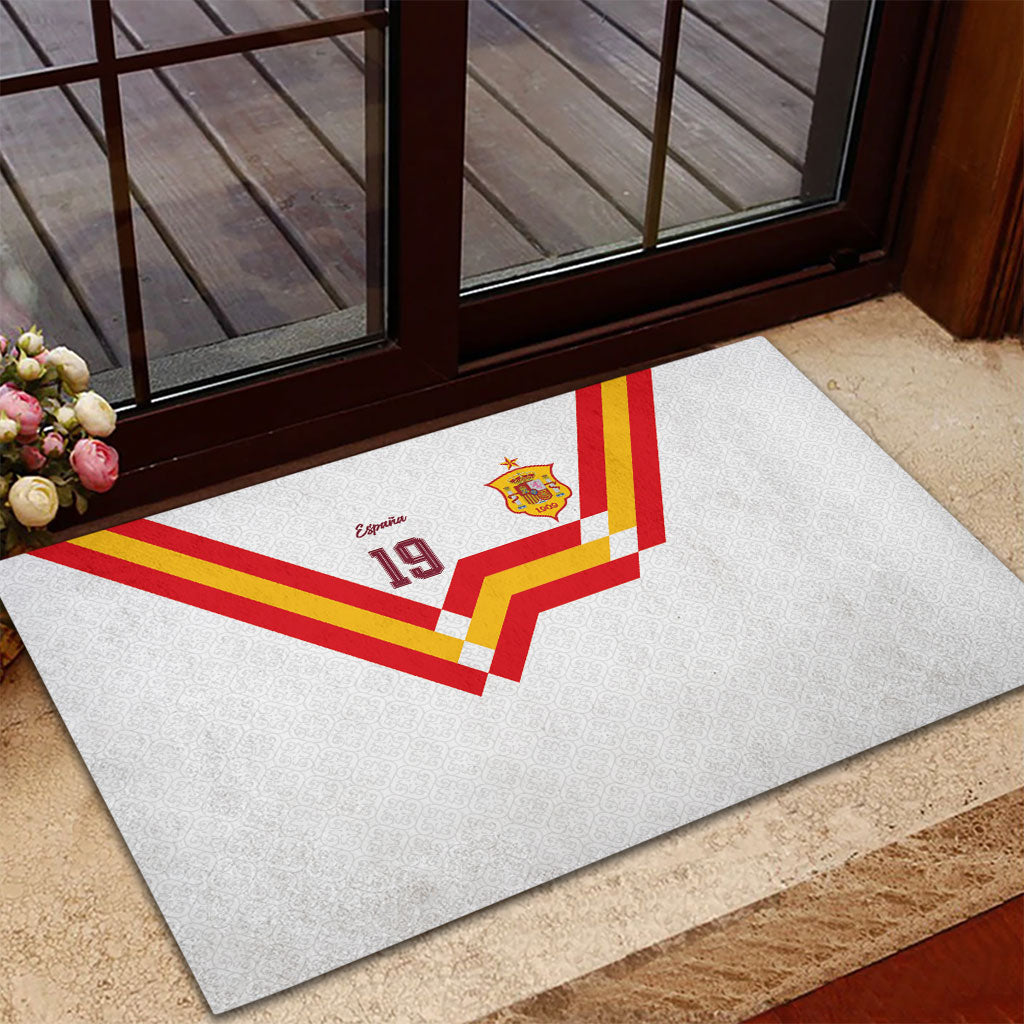 Custom Spain National Football Rubber Doormat Geometric Flag Stripe Pattern Retro Graphic Concept
