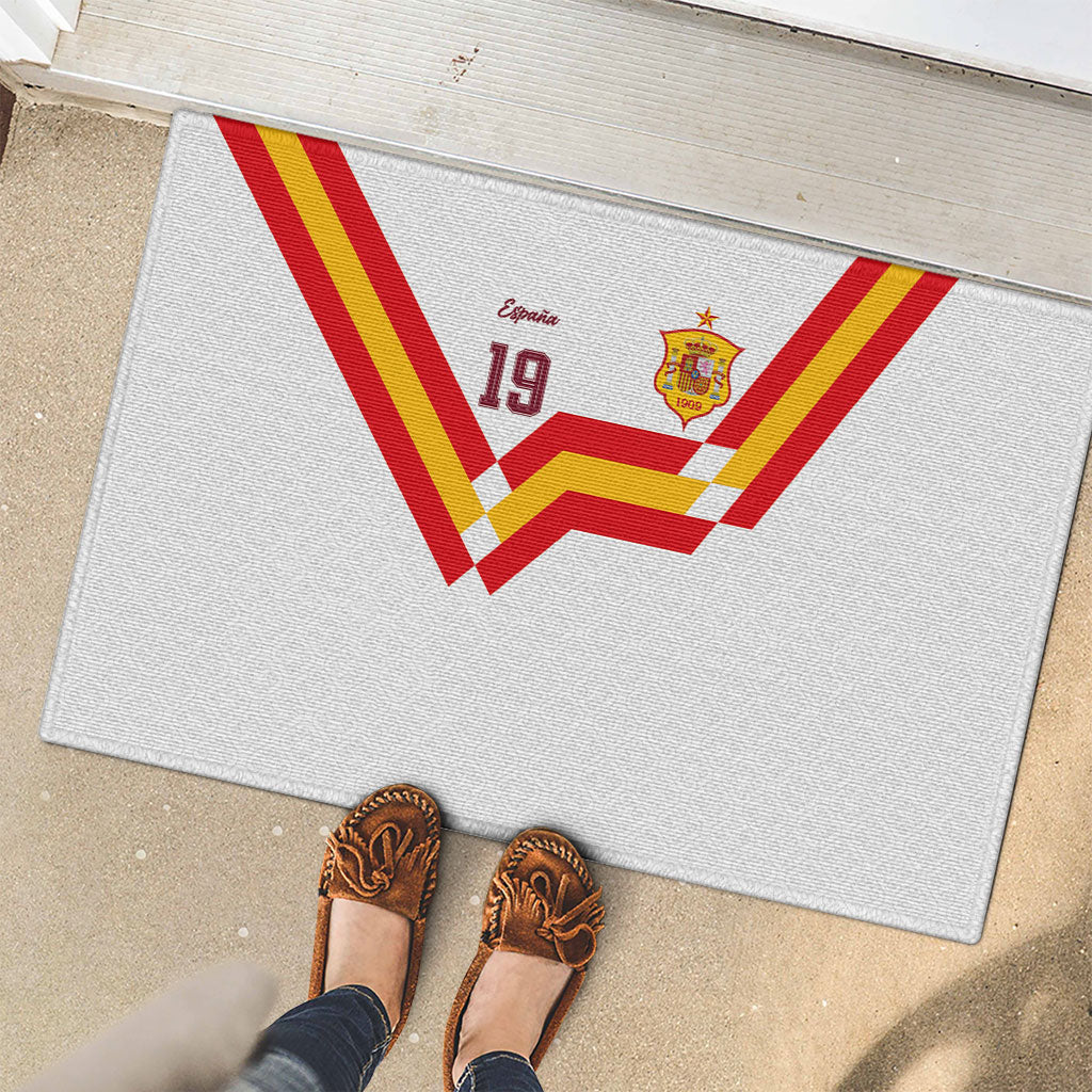 Custom Spain National Football Rubber Doormat Geometric Flag Stripe Pattern Retro Graphic Concept